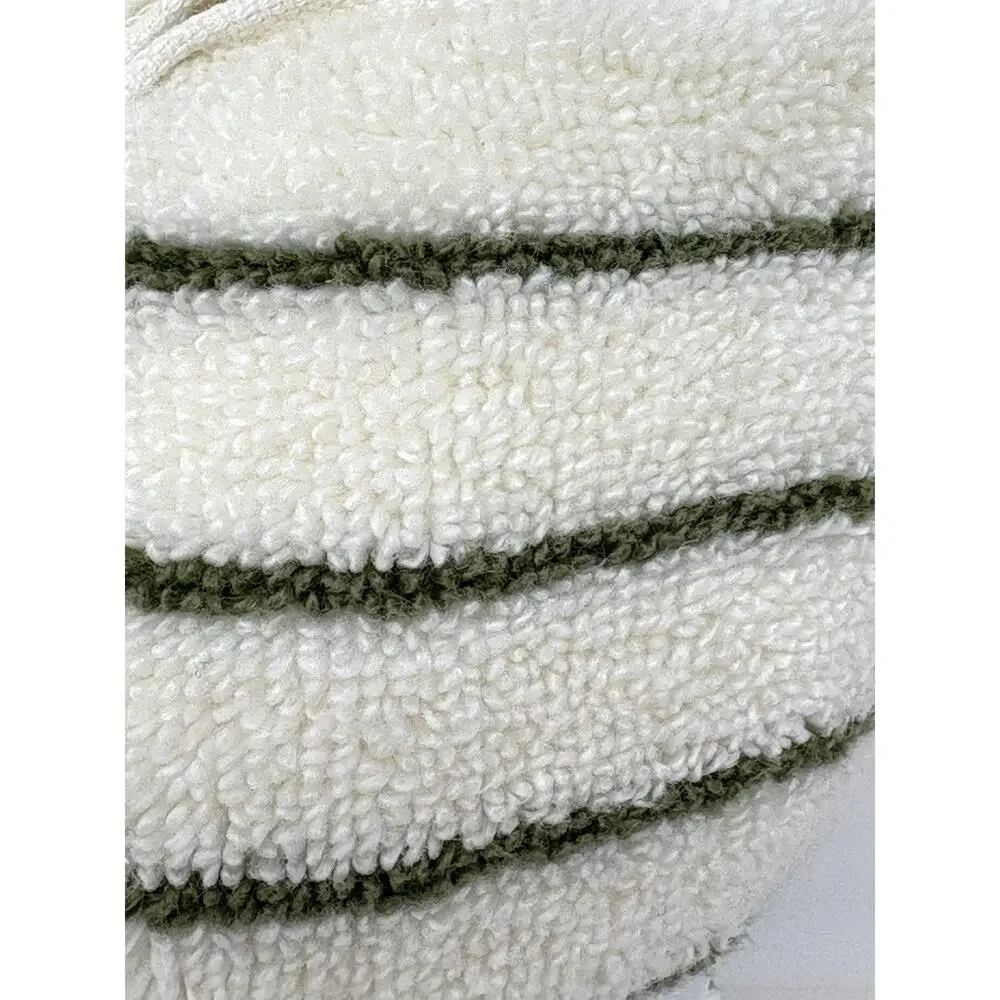 Brooks Brothers Green Cream Striped Cotton Hand Towels Set 2 Measures 16x28